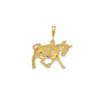 Satin Diamond-cut Taurus Zodiac Pendant (14K)