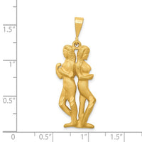 Satin Diamond-Cut Gemini Zodiac Pendant (14K)