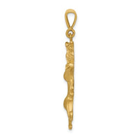 Satin Diamond-cut Leo Zodiac Pendant (14K)