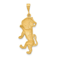 Satin Diamond-cut Leo Zodiac Pendant (14K)