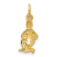 Satin-Finish Diamonds-cut Aquarius Zodiac Pendant (14K) Popular Jewelry New York