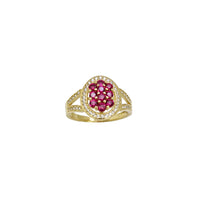 Zirconia Pink Stone Circle Lady Ring (14K)