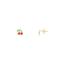 Enamel Cherry Stud Earrings (14K)
