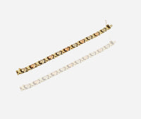 Tri-Color Interlocked Coffee Bean Fancy Bracelet (14K).