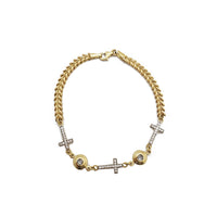 Two Tone Cross Fancy Bracelet (14K)