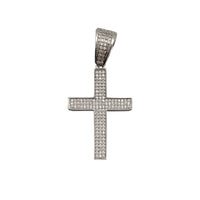 Iced-Out Boxed Cross Pendant (Silver)