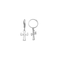 Cross Drop Huggie Earrings (14K)
