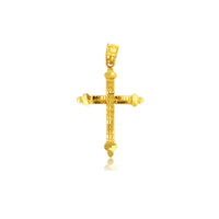 Yellow Gold Texture Cross Pendant (14K)