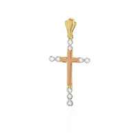 Tri-Color CZ Cross Pendant (14K)