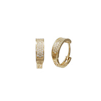 Zirconia Clustered Huggie Earrings (14K)