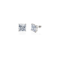 Zirconia Princess-Cut Solitaire Stud Earrings (14K)