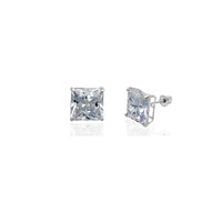 Zirconia Princess-Cut Solitaire Stud Earrings (14K)