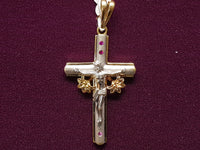 Crucifix Floral Pendant Tricolor 14K - Lucky Diamond 恆福珠寶金行 New York City 169 Canal Street 10013 Jewelry store Playboi Charlie Chinatown @luckydiamondny 2124311180