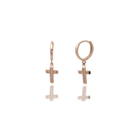 Cross CZ Huggie Earrings (14K)