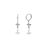 Cross CZ Huggie Earrings (14K)