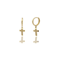 Cross CZ Huggie Earrings (14K)