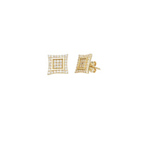 Curved In Square CZ Stud Earrings (14K)