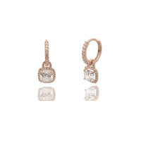 Cushion Halo Pave CZ Huggie Earrings (14K).