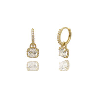 Cushion Halo Pave CZ Huggie Earrings (14K).
