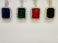 Emerald Cut Gemstone with Cubic Zirconia Pendant Silver - Lucky Diamond 恆福珠寶金行 New York City 169 Canal Street 10013 Jewelry store Playboi Charlie Chinatown @luckydiamondny 2124311180