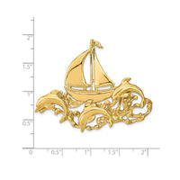 Glossy Sailboat & Dolphins Pendant (14K)