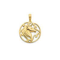 Round Frame Unicorn Pendant (14K)