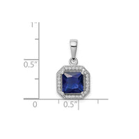 Cubic Zirconia Birth Stone Square Pendant (Silver)