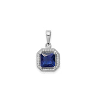 Cubic Zirconia Birth Stone Square Pendant (Silver)