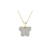Iced-Out Diamond Butterfly Pendant (14K)