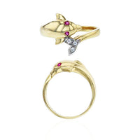 Dolphin Round CZ Ring (14K)