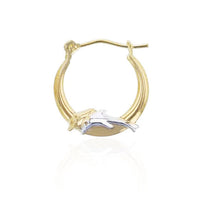 Two-Tone Dolphin Hoop Earrings (14K)