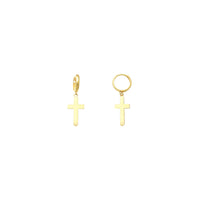 Dangling Plain Cross Huggie Earrings (14K)