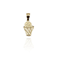 Diamond-Cut Basketball & Hoop Pendant (14K)