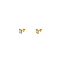 Diamond Baguette Round Halo Stud Earrings (14K) Popular Jewelry New York
