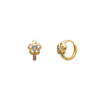 Diamond Cuts Flower Huggie Earrings (14K)