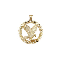 Diamond Cuts Leaf Framed Flying Eagle Pendant (14K) Popular Jewelry New York