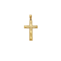 Diamond Cuts Milgrained Border Cross Pendant (14K) Popular Jewelry New York