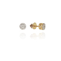 Diamond Top Column Stud Earrings (14K)