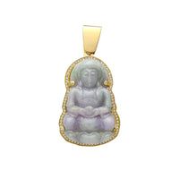 Diamond Frame Purple & Green GuanYin Jade Pendant (14K) Popular Jewelry New York