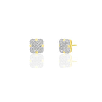 Diamond Square Set Stud Earrings (14K)
