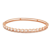 Pave Diamond Bangle Bracelet (14K) 2.15cts 10.3g QYOL-JA Rose Gold, Real Diamond, Popular Jewelry