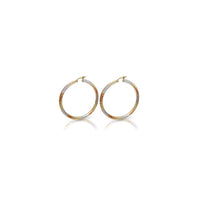 Tri-Color Diamond Cut Hoop Earrings (14K) Popular Jewelry New York