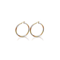 Tri-Color Diamond Cut Hoop Earrings (14K) Popular Jewelry New York
