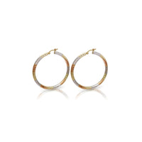 Tri-Color Diamond Cut Hoop Earrings (14K) Popular Jewelry New York
