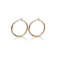 Tri-Color Diamond Cut Hoop Earrings (14K) Popular Jewelry New York
