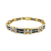 Diamonds & Blue Sapphire Dual Row Bracelet (14K) Popular Jewelry New York