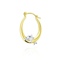 Two-Tone Dolphin Jumping Huggie Earrings (14K)