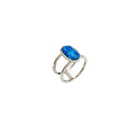 Double Band Oval Opal Ring (Silver)