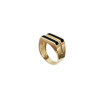 Double Black Onyx Stripe CZ Ring (14K)