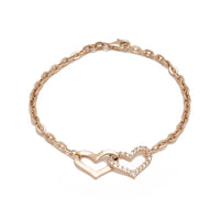 Double Heart Bracelet CZ (14K) Rose Gold, Popular Jewelry